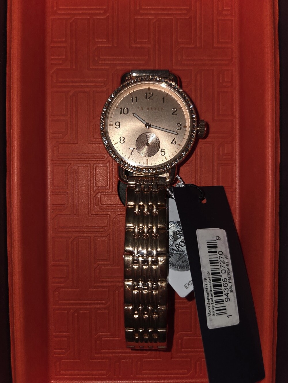 Ted Baker London Rose Gold-Tone Crystal Bezel Women's Bracelet Watch